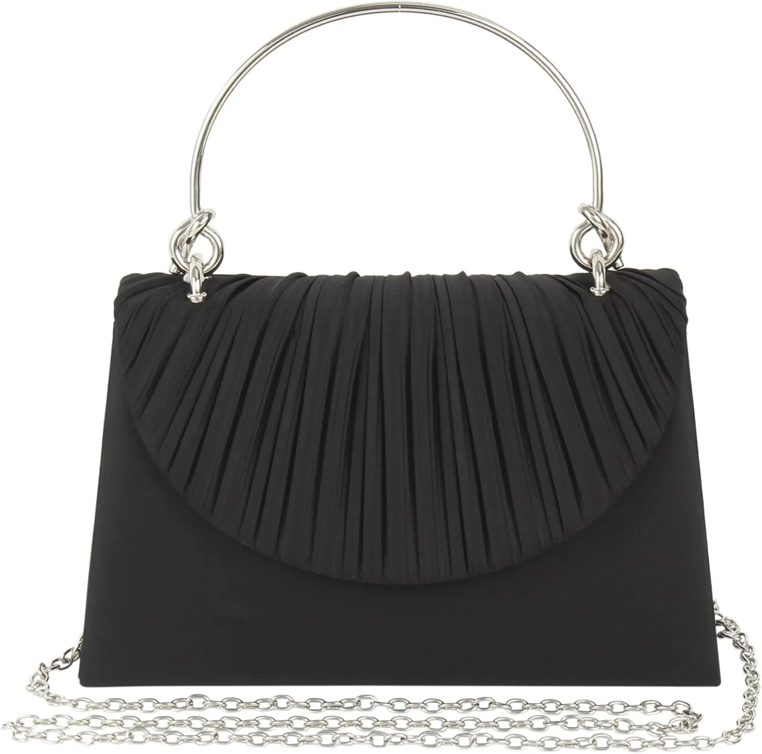 Women's Handbag Mini Top Handle Evening Pleated Flap Crossbody Shoulder Clutch Purse Chain Wedding
