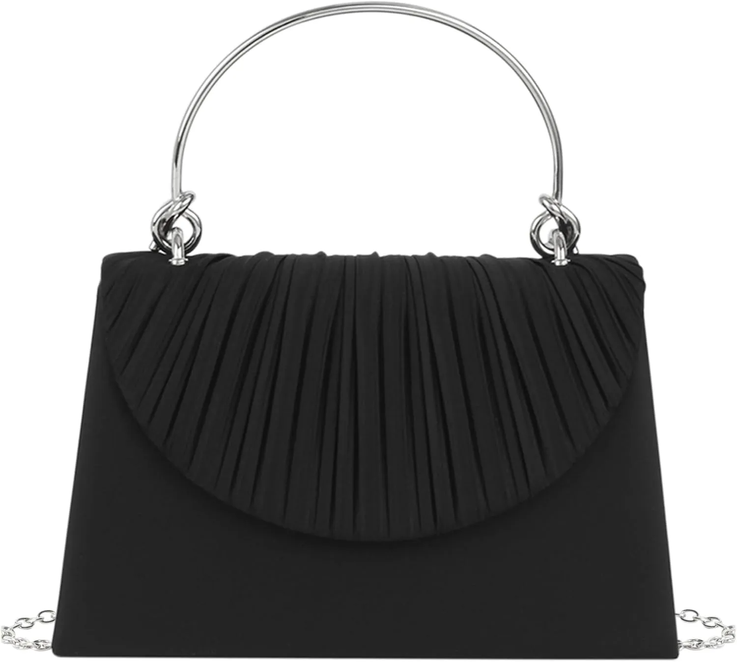 Women's Handbag Mini Top Handle Evening Pleated Flap Crossbody Shoulder Clutch Purse Chain Wedding