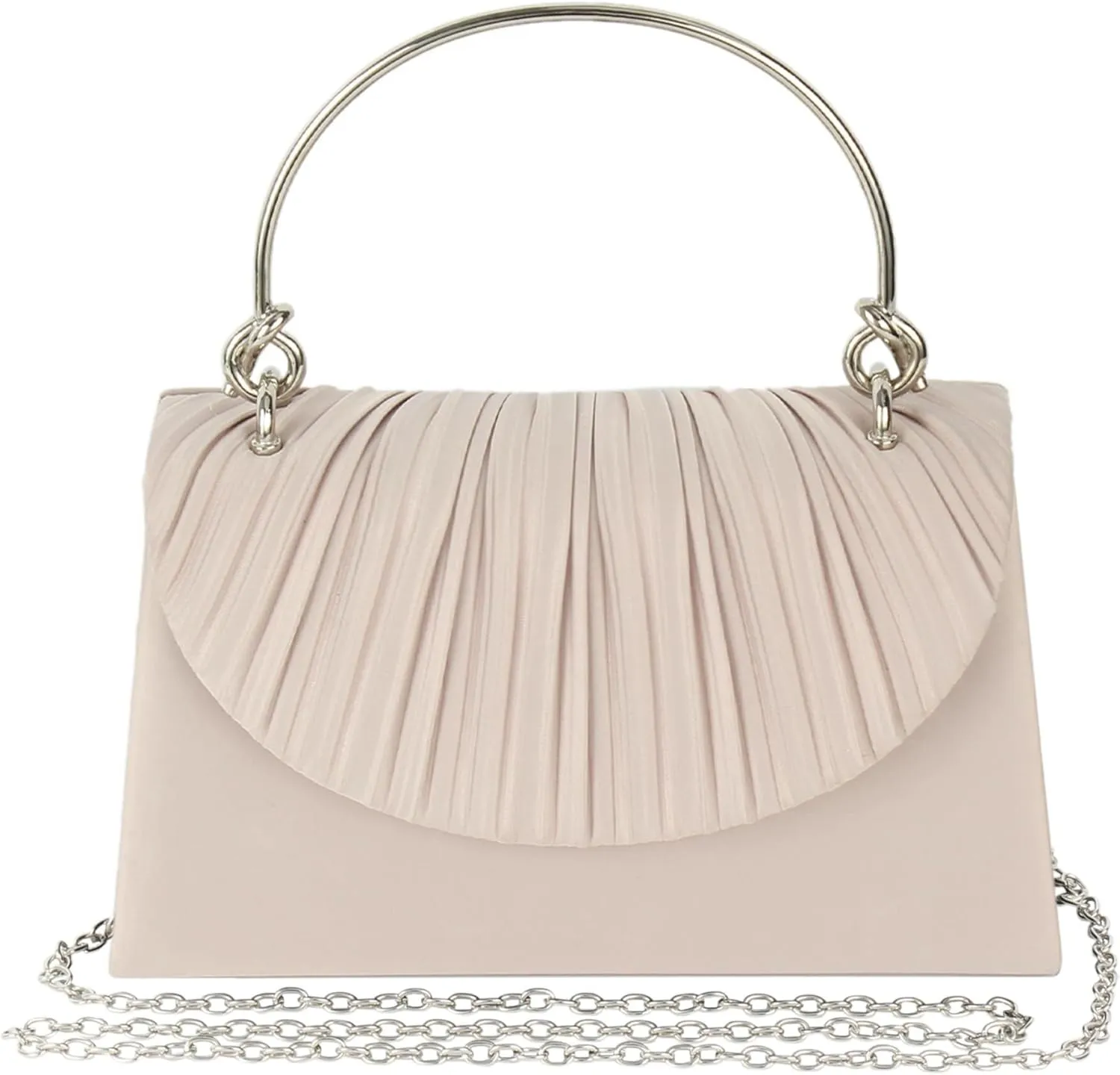 Women's Handbag Mini Top Handle Evening Pleated Flap Crossbody Shoulder Clutch Purse Chain Wedding