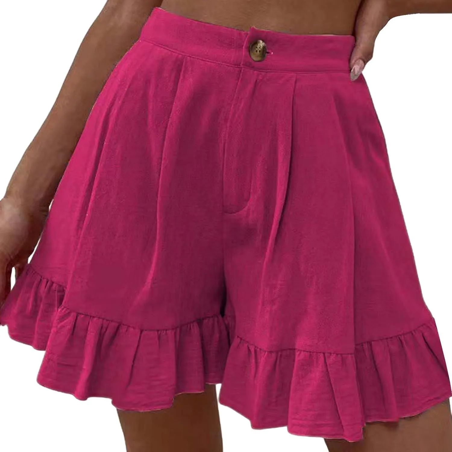 Women's High Waist Ruffle Trim Skort Y2k Bubble High Waist Wide Leg Shorts Summer A Line Beach Casual Mini Shorts