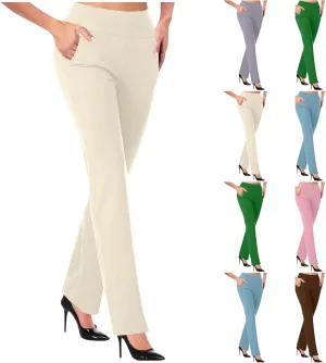 Womens High Waist Slim Fit Dress Pant 2024 Solid Wide-Leg Flare Trousers Fashion Dressy Loose Formal Work Pant