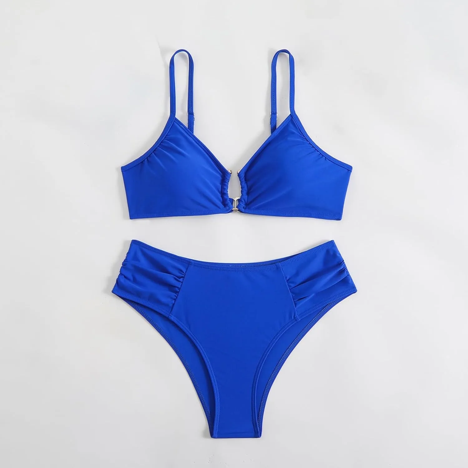 Womens High Waisted Bikini Sets Modest Tummy Control Swimsuits Cutout Crisscross Ruched Two Piece Bathing Suit