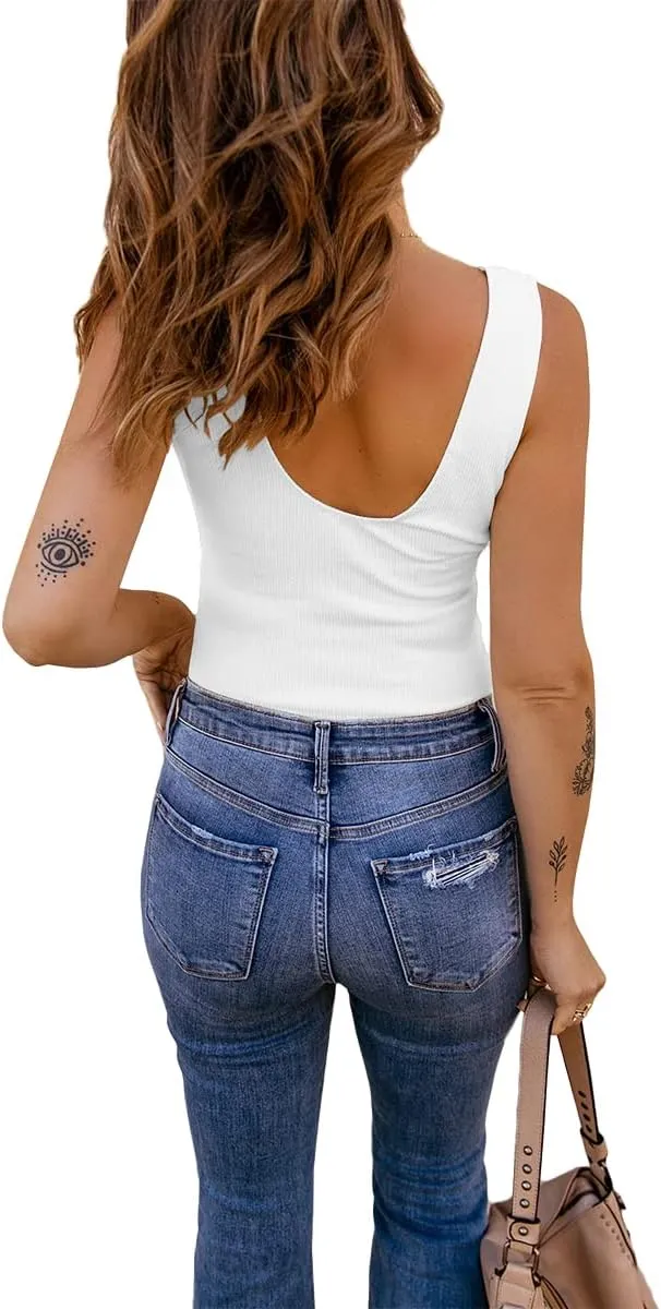 Womens Lace Patchwork Sexy Deep V Neck Knitted Vests Summer Camis Tank Tops