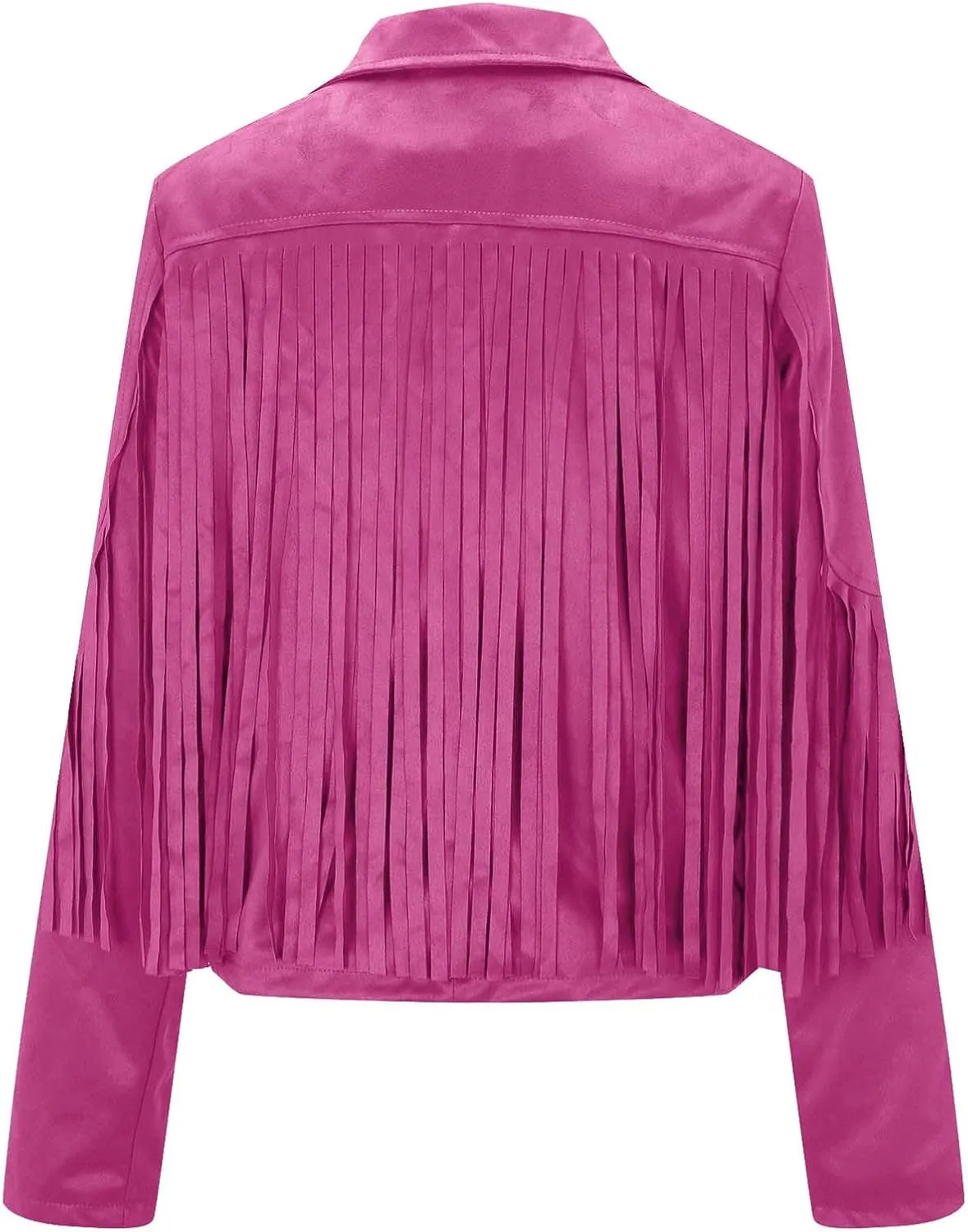 Women's Leather Jacket Faux Suede Fringe Jacket Long Sleeve Lapel Vintage Coats Open Front Tassel Cardigan