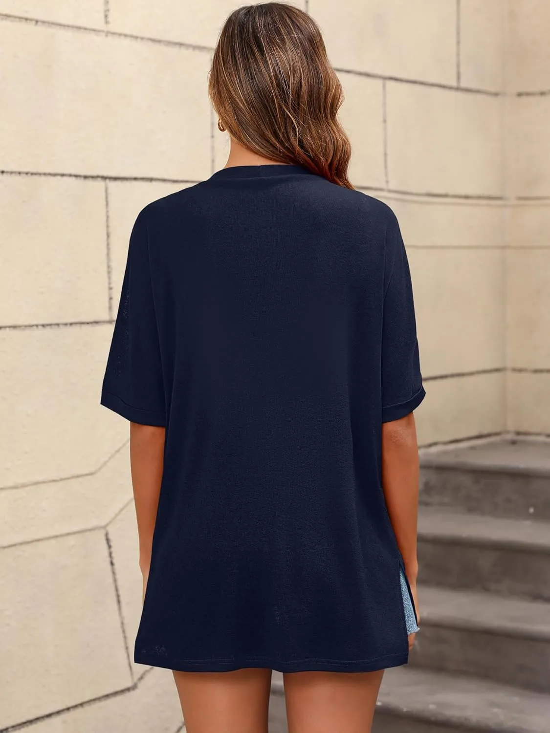 Women's Lightweight Open Front Cardigans Short Sleeve Casual Soft Sheer Cardigan S-2XL with Pockets