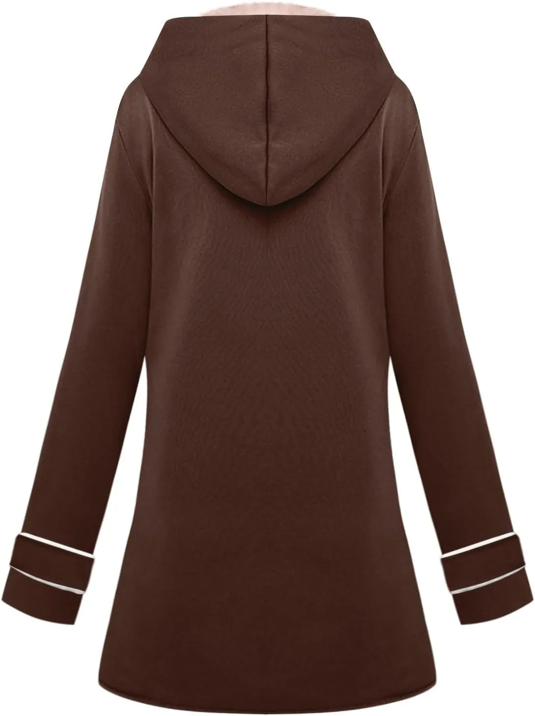 Women's Long Sleeve Winter Coat Warm Shaggy Down Hooded Button Down Coat Jacket
