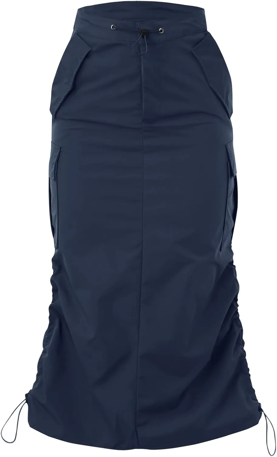 Women's Loose Casual Quick Drying Pleated Drawcord Work Suit Split Skirt Plus Size Pencil Skirt with Slit
