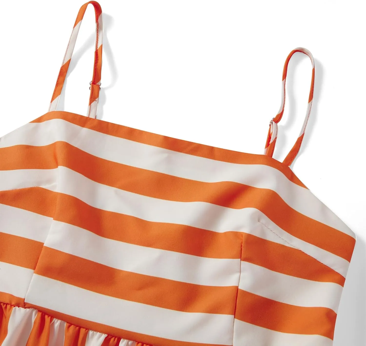 Women's Maxi Boho Dress Striped Print Sleeveless Spaghetti Straps Square Neck Dresses Beach Sundress with Pockets