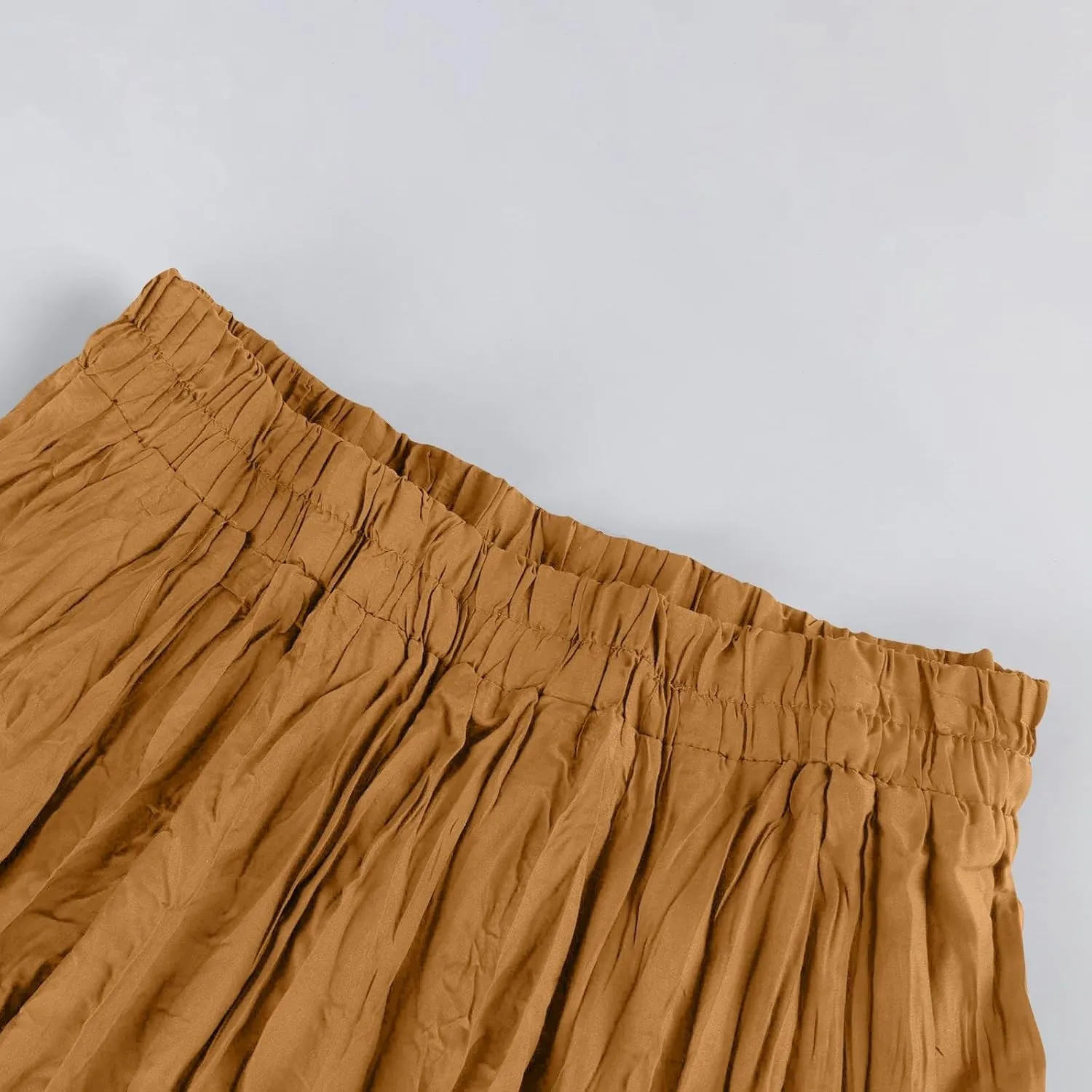 Women's Maxi Dresses 2025 Long Elastic High Waist Retro Pleated A-Line Flared Maxi Skirts, S-XL