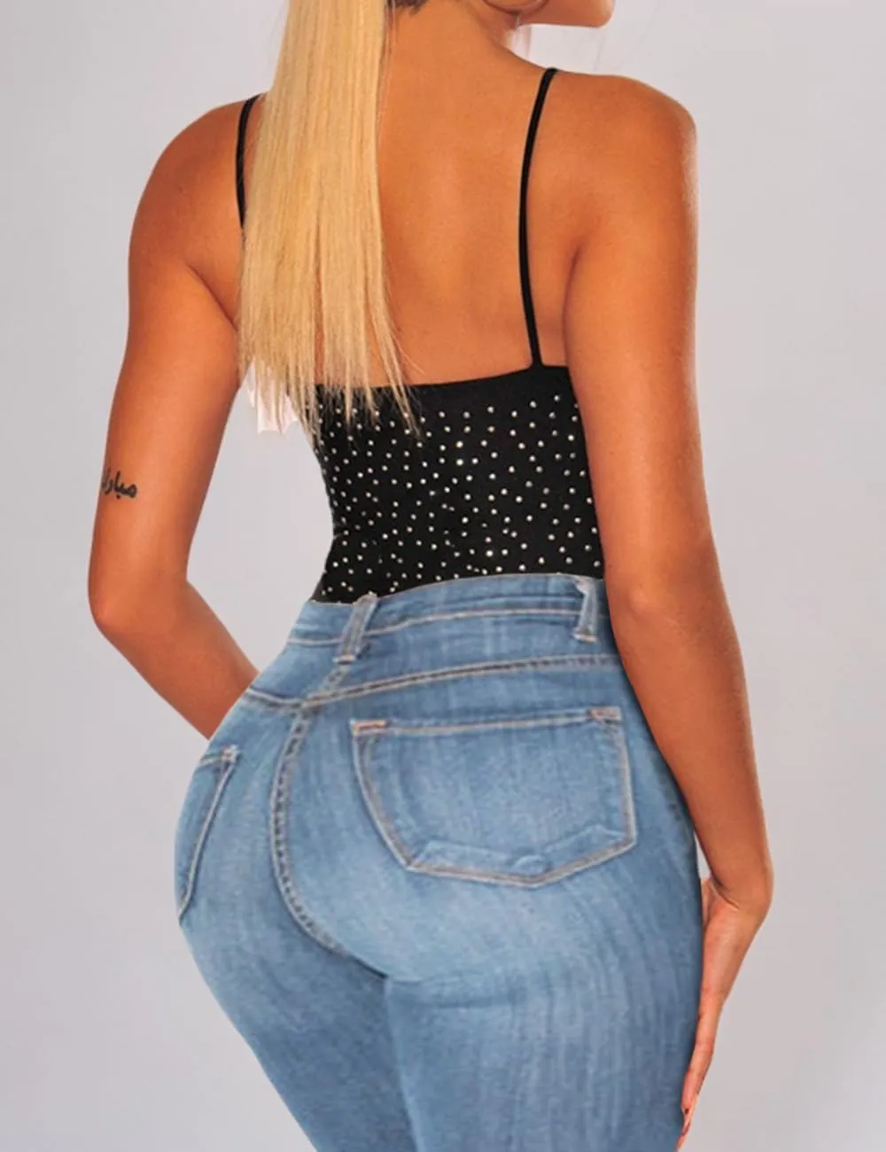 Women's Mesh Tops Glitter Sparkle Rhinestone Shirts See Through Tees Sheer Going Out Blouse