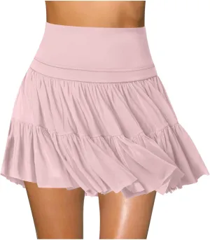 Women's Mini Skirt Flowy Pleated High Waisted Ruffle Tennis Skirts Athletic Skater Golf A Line Beach Vacation Skirts