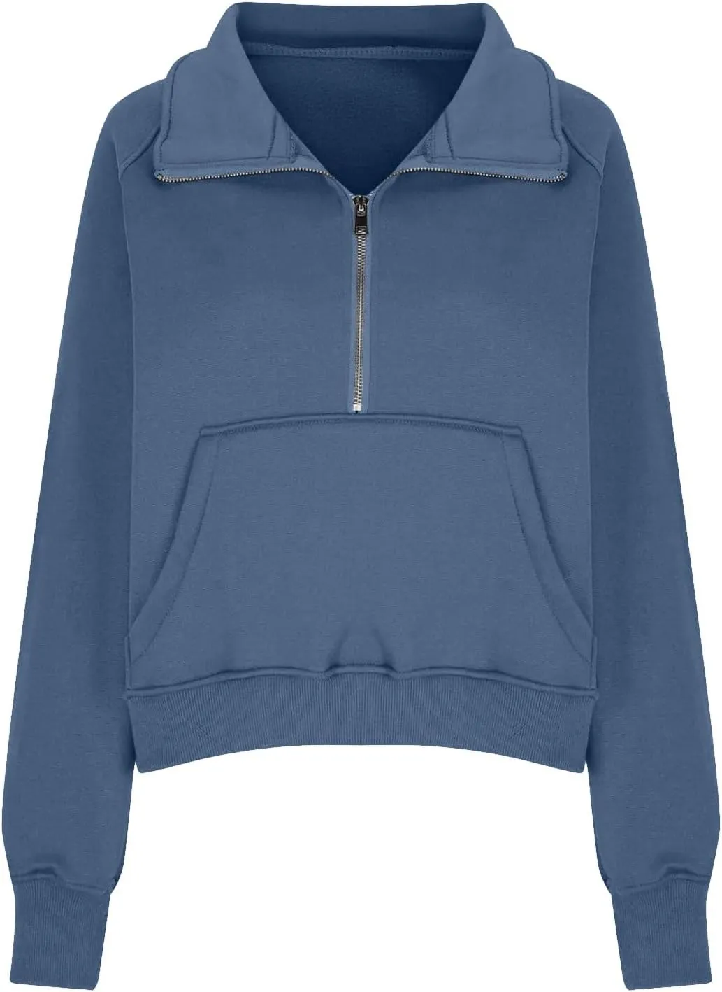 Womens Oversized Half Zip Cropped Sweatshirt 2024 Fall Fashion 1/4 Zip Pullover Preppy Thumb Hole Tops With Pocket