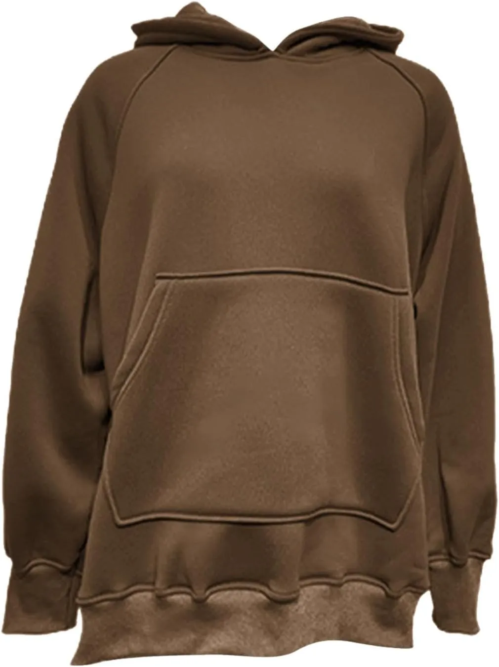 Women's Side Split Oversized Hoodies Sweatshirts Raglan Loose Fit Casual Solid Long Sleeve Pullover Tops with Kangroo Pocket