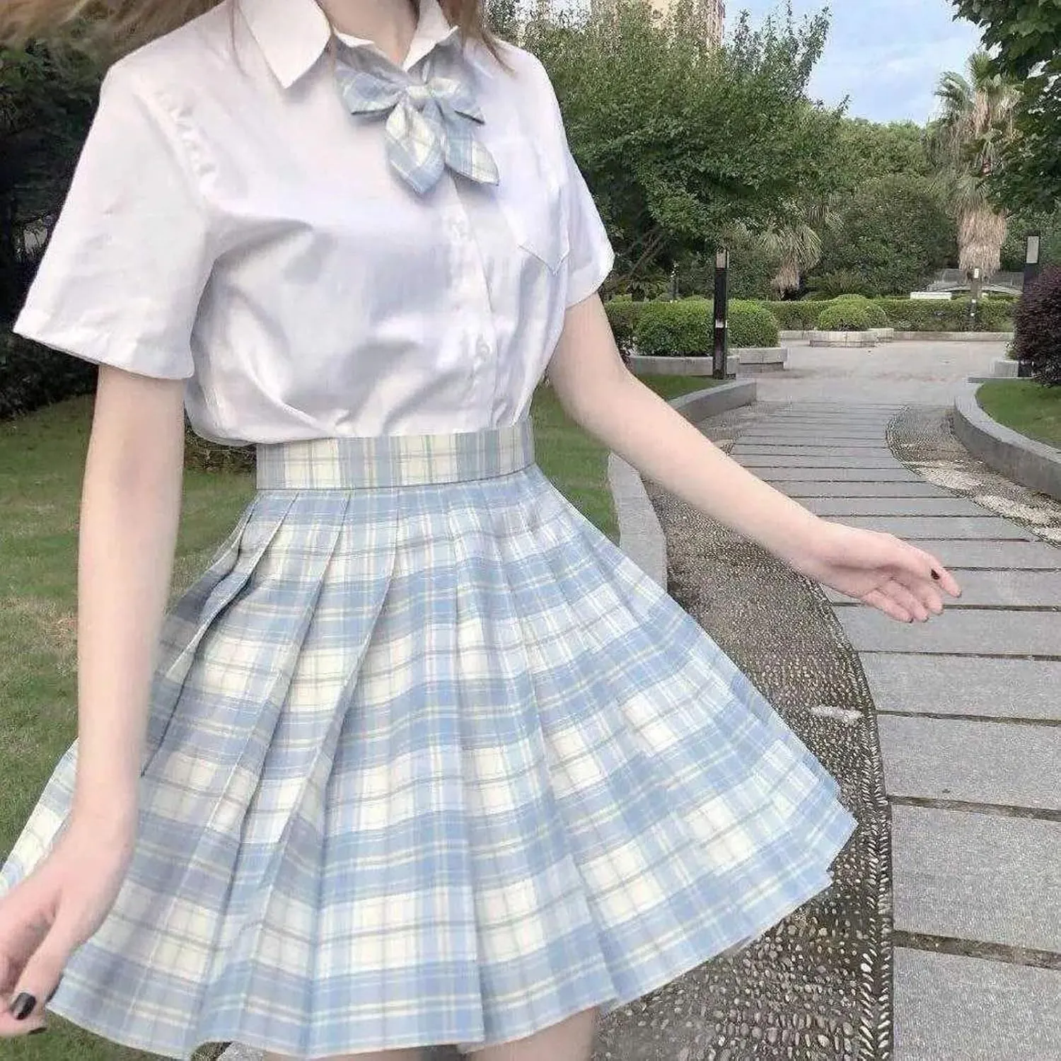 Women's Skirts Fashion Plaid Pleated A-Line Short Skirts with Elastic Waistband High Waisted Lightweight Athletic