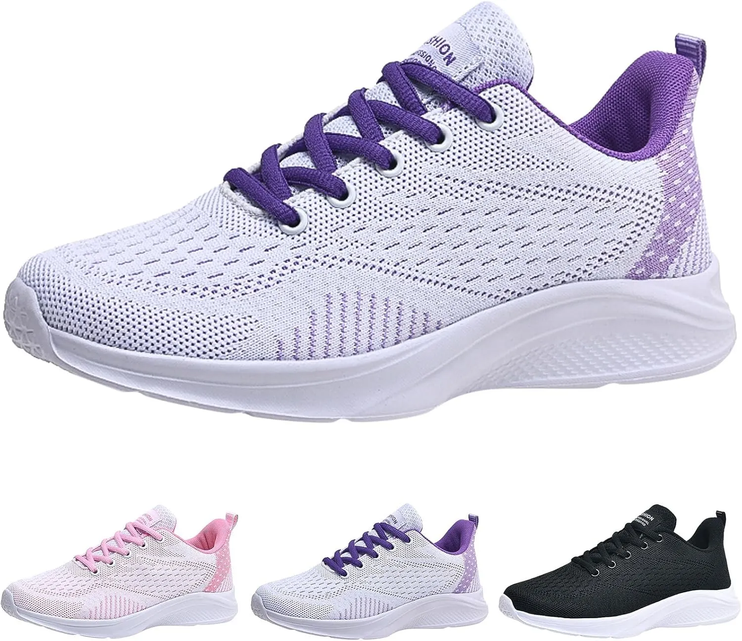 Women's Slip on Walking Shoes Non Slip Memory Foam Arch Support Running Shoes Breathable Mesh Sports Workout Tennis Shoes Fashion Lace Up Sneakers