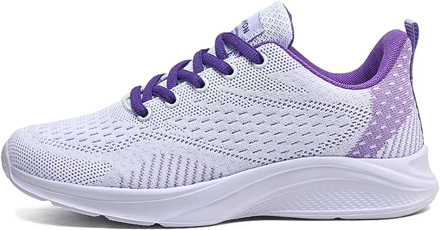 Women's Slip on Walking Shoes Non Slip Memory Foam Arch Support Running Shoes Breathable Mesh Sports Workout Tennis Shoes Fashion Lace Up Sneakers