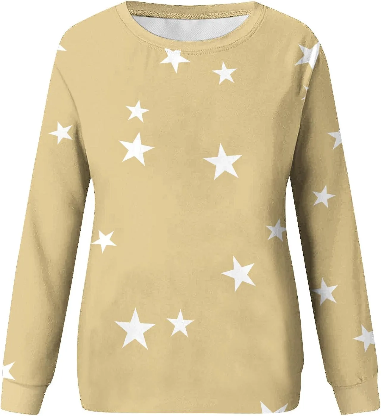 Women's Star Crewneck Sweatshirt Casual Long Sleeve Pullover Loose Comfy Sweater Fall Oversized Top Leisure Resort