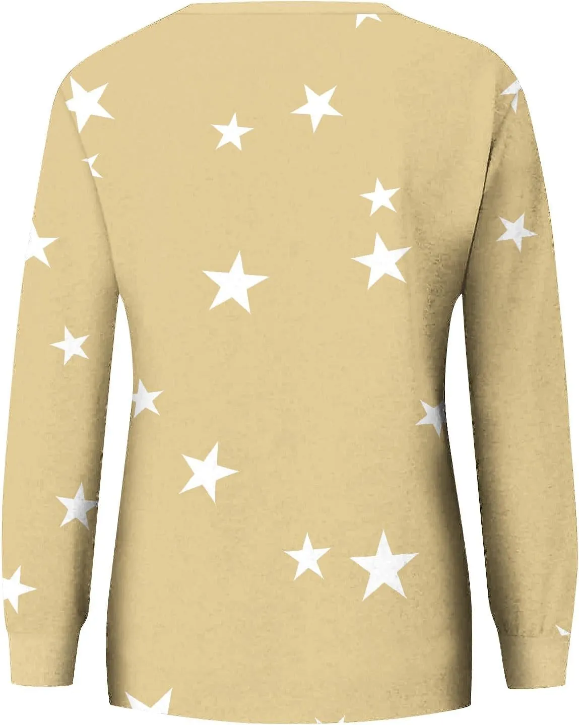 Women's Star Crewneck Sweatshirt Casual Long Sleeve Pullover Loose Comfy Sweater Fall Oversized Top Leisure Resort