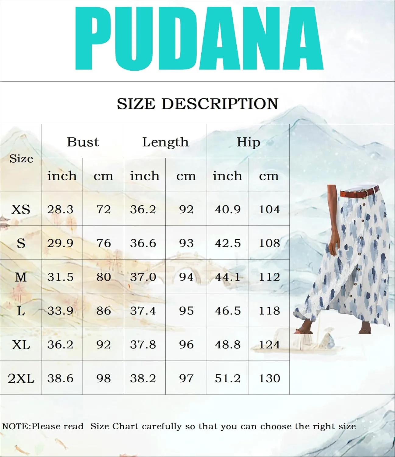 Women's Summer A Line Flared Maxi Skirt Vintage High Waisted Button Down Swing Skirt with Belts