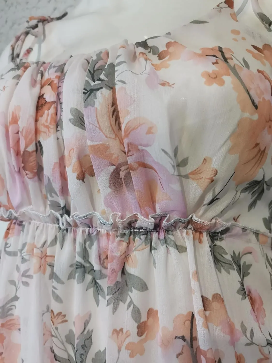 Womens Summer Floral Spaghetti Strap Mini Dress Boho Flowy Tiered Cami Dress Sleeveless Ruffle Short Sundress