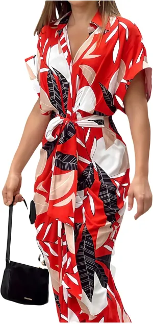Womens Summer Loose Boho Flowy Casual 1/2 Sleeve Floral Print Slit Beach Wedding Guest Long Maxi Dresses