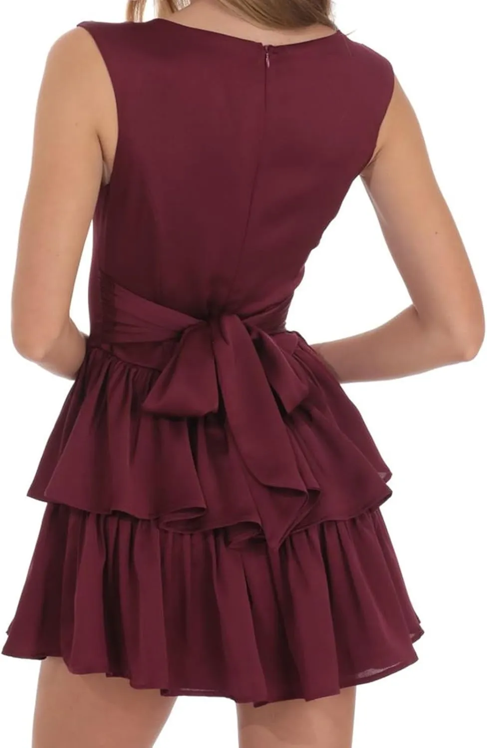 Women's Summer Mini Cami Dress Y2k Sleeveless Open Back Solid Color Tiered Hem Mini Beach Sun Dresses Clubwear