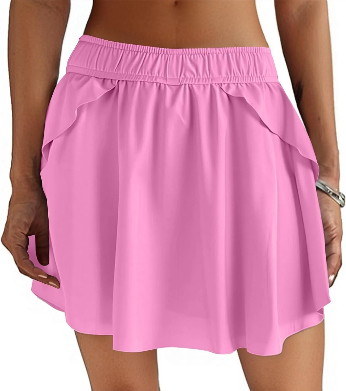 Women's Tennis Skirt Shorts Crossover High Waisted Athletic Golf Skorts Running Workout Skirts with Pockets, S-XL