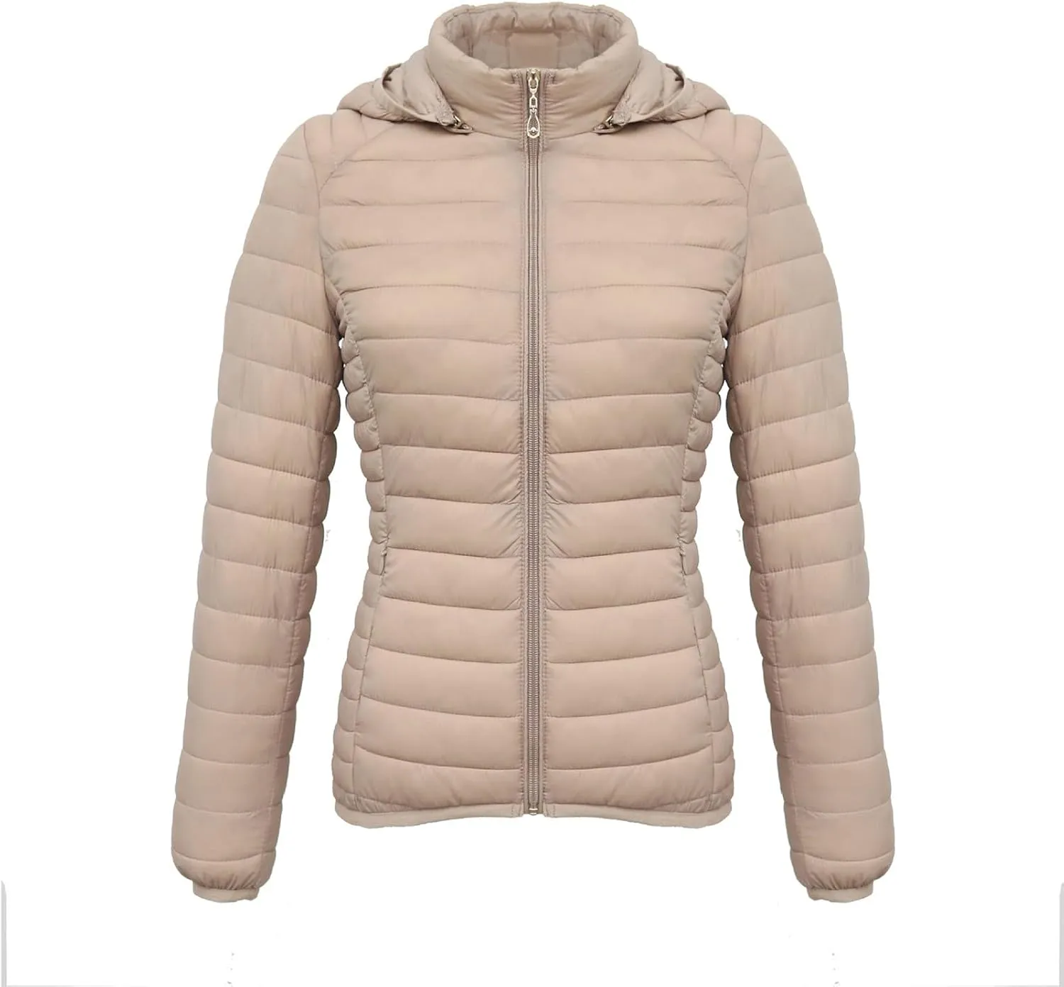 Women's Ultra Light Weight Packable Down Jacket Prkas with Removable Hoodie Full-Zip Quilted Jackets Winter Coat