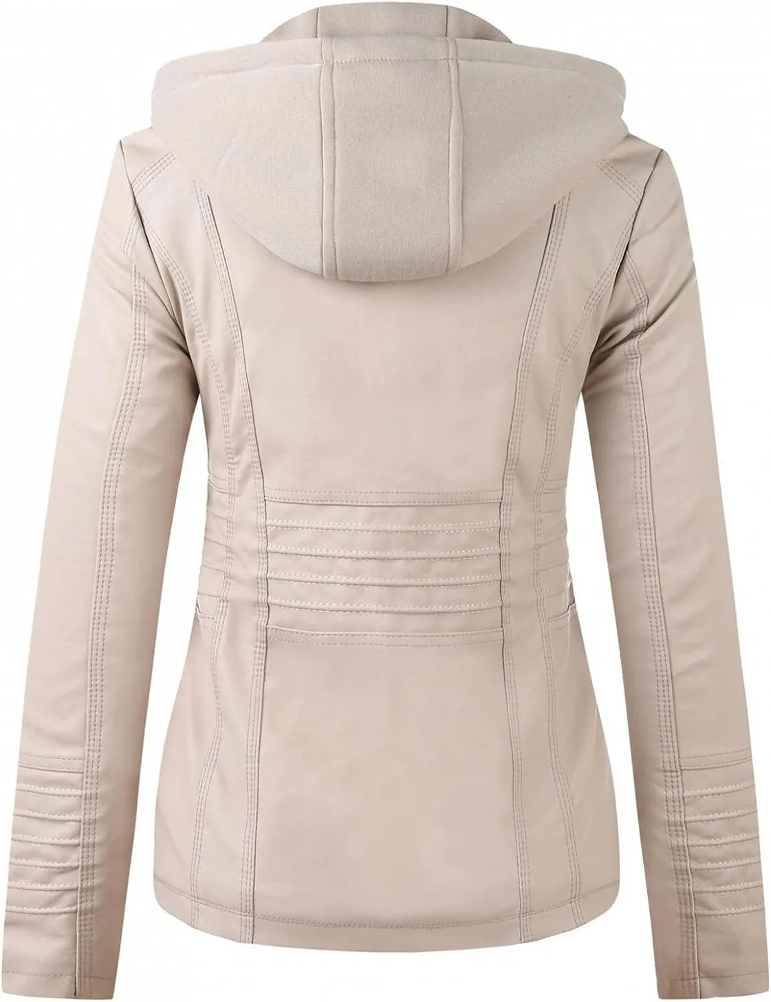 WUAI-Women Plus Size Faux Leather Jackets Hoodies Full Zip Casual Classy Warm Utility Motorcycle Coat Fall Clothes