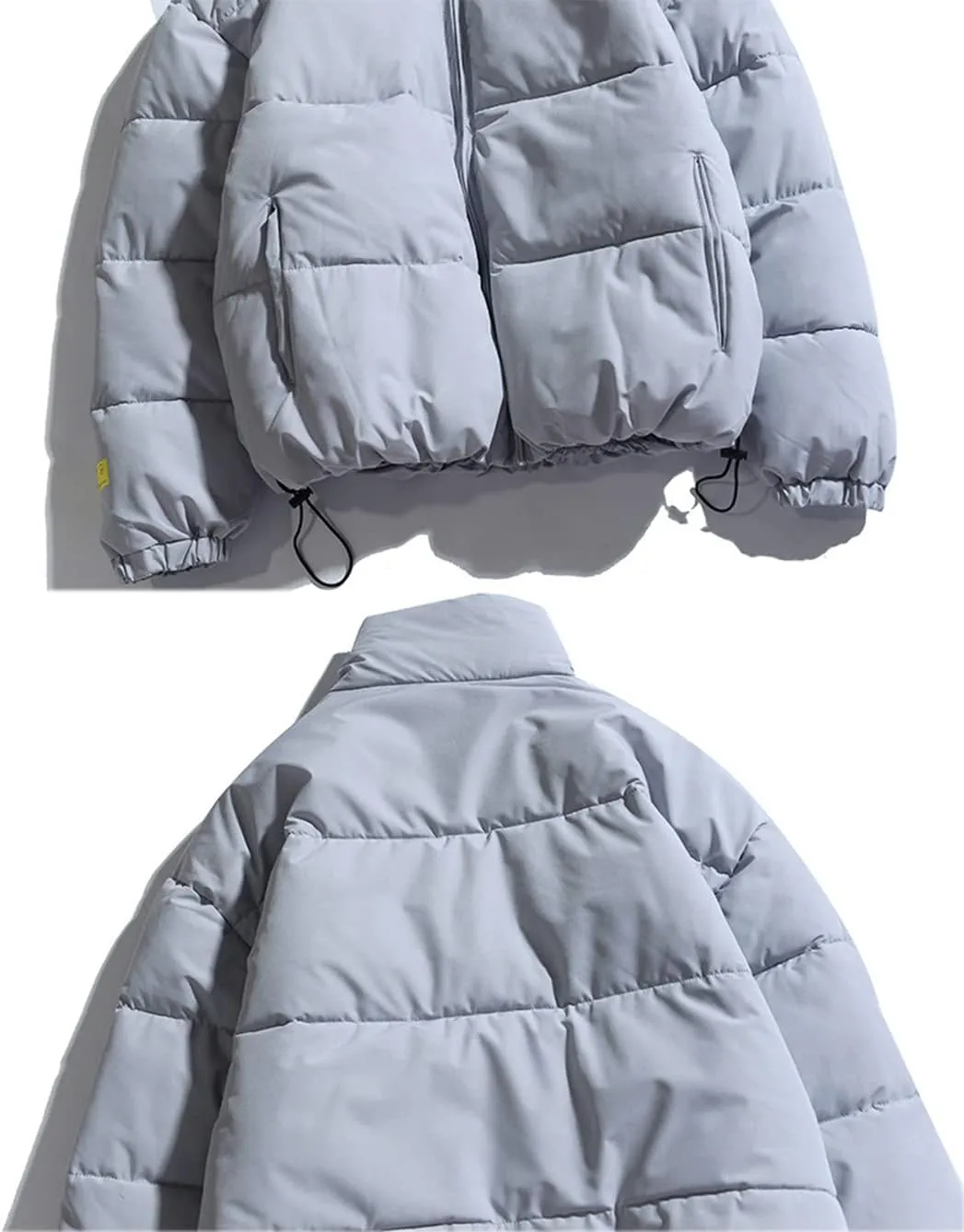 XYGJZ Winter Coat Men's Warm Parkas Streetwear Loose Fit Cotton Padded Coats Solid Color Stand Collar Windproof Padded Coat
