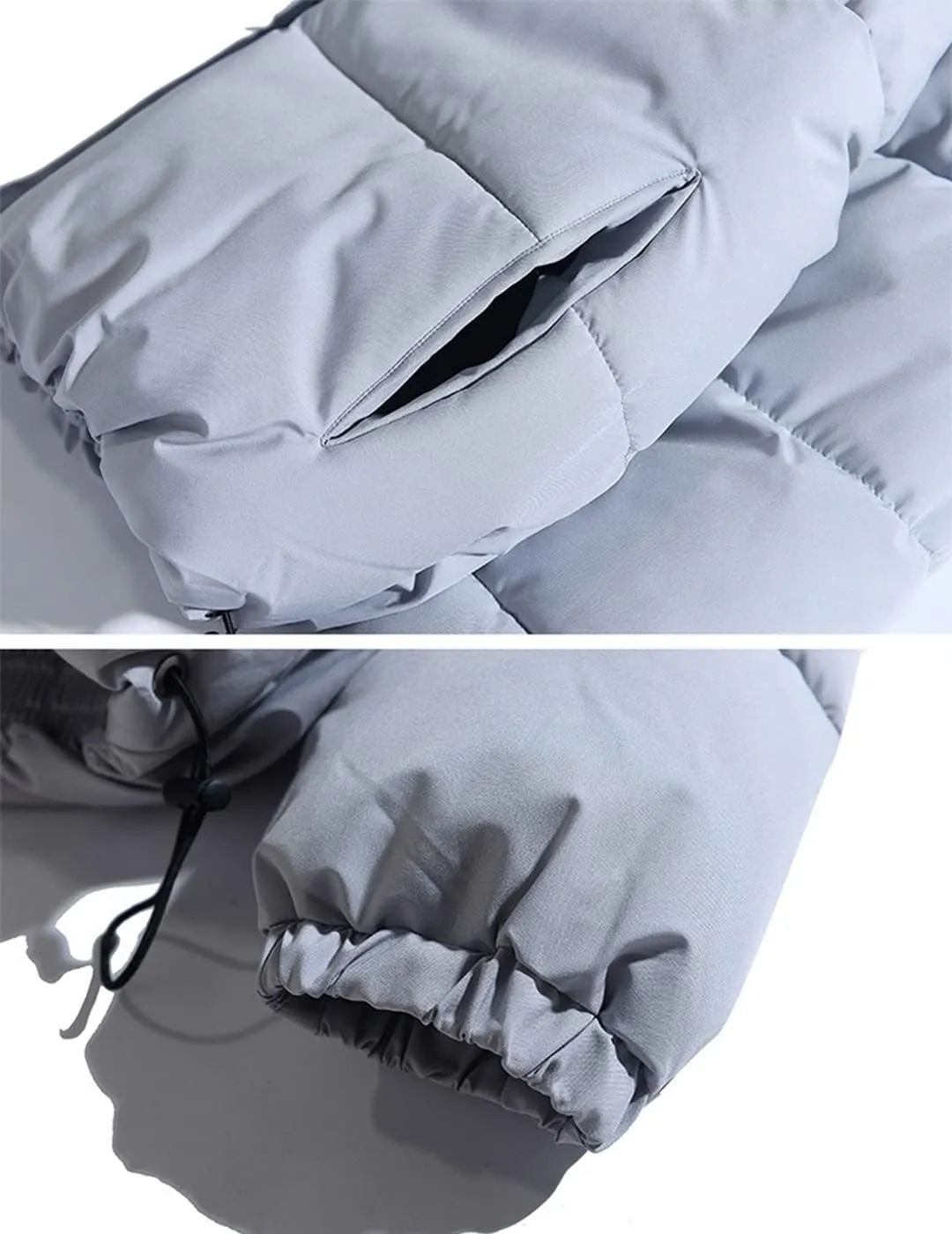 XYGJZ Winter Coat Men's Warm Parkas Streetwear Loose Fit Cotton Padded Coats Solid Color Stand Collar Windproof Padded Coat