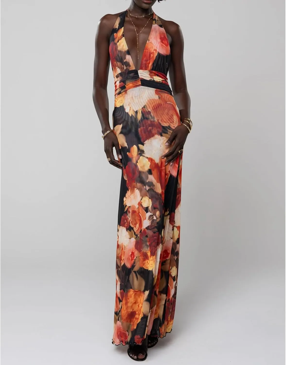 Y2k Womens Boho Floral Print Spaghetti Strap Maxi Bodycon Dress Summer Backless Dresses Beach Vacation Sundress