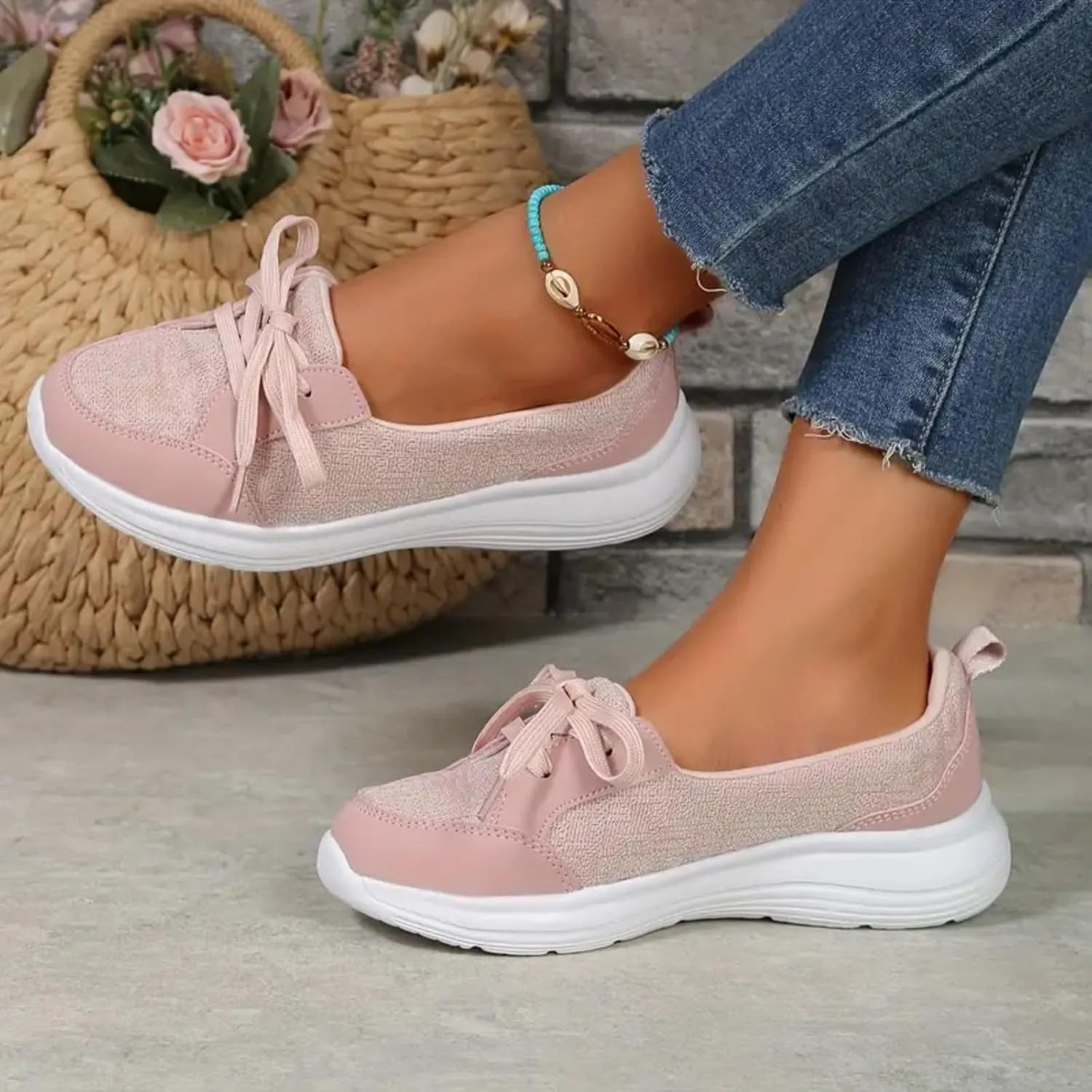 Yanzhenglip Women Orthopedic Walking Shoes,Womens Breathable Comfy Slip On Arch Support Nonslip Fashion Shoes 2024 Wide Width Woven Orthopedic Soft Loafers Sneakers Boat Shoes