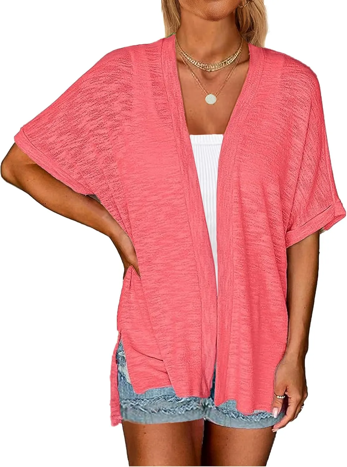 Yekaty Lightweight Cardigans for Women Casual Summer Short Sleeve Cardigan Open Front Beach Coverups 2025