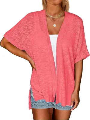 Yekaty Lightweight Cardigans for Women Casual Summer Short Sleeve Cardigan Open Front Beach Coverups 2025
