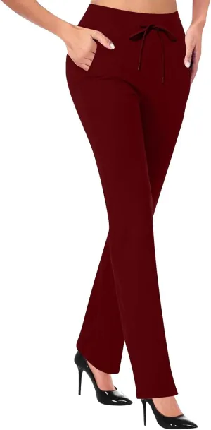 Yoga Pants Women Straight Leg Comfy High Waist Work Slacks Office Casual Stretchy Trousers Lounge Cozy Pull On Pant