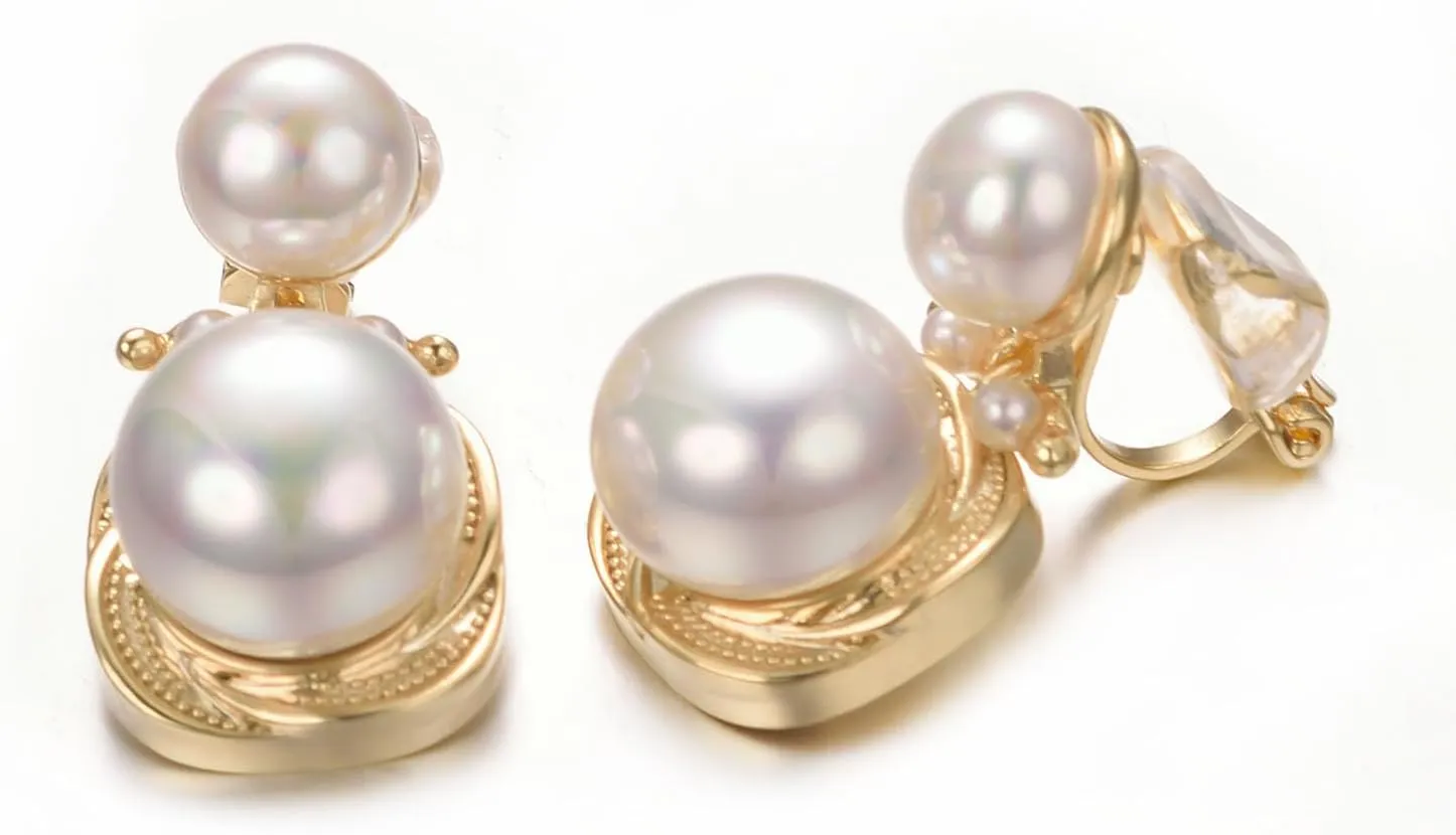 Yoursfs Pearl Clip On Earrings With Cubic Zirconia 18K Gold Plated Drop Pearl Earrings Women Non Pierced Fashion Jewelry