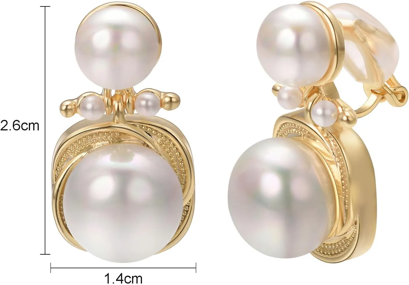 Yoursfs Pearl Clip On Earrings With Cubic Zirconia 18K Gold Plated Drop Pearl Earrings Women Non Pierced Fashion Jewelry