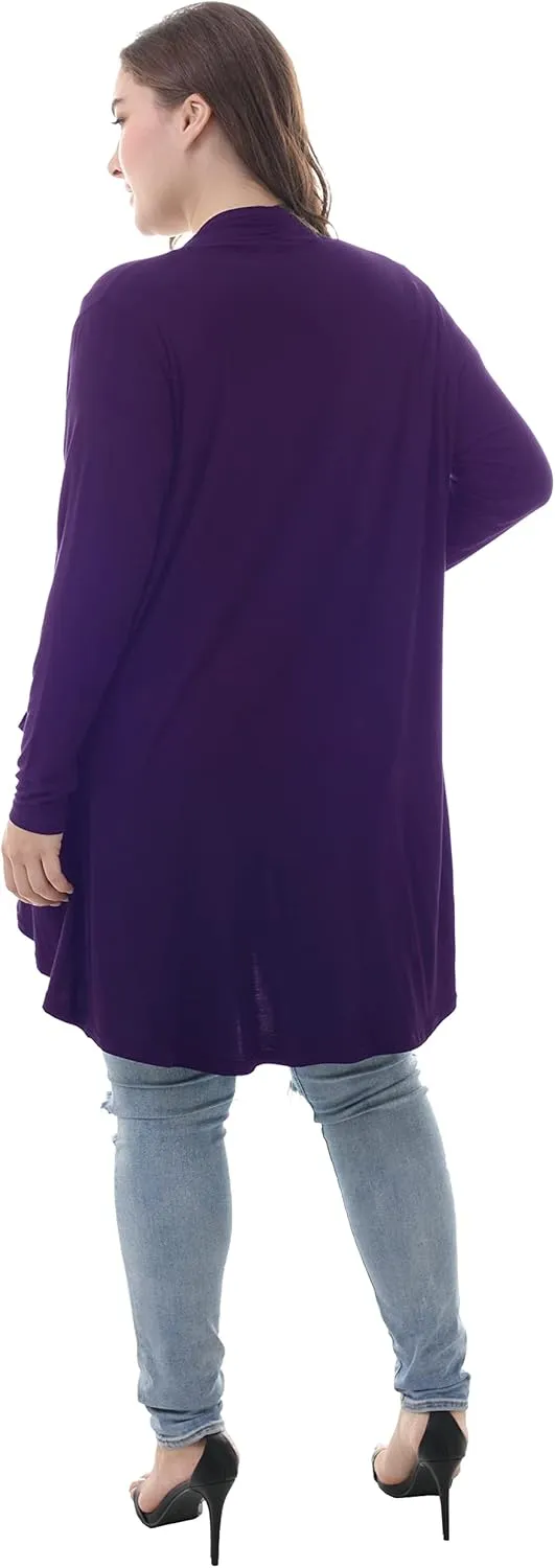 ZERDOCEAN Women's Plus Size Long Sleeve Lightweight Soft Printed Drape Cardigan with Pockets