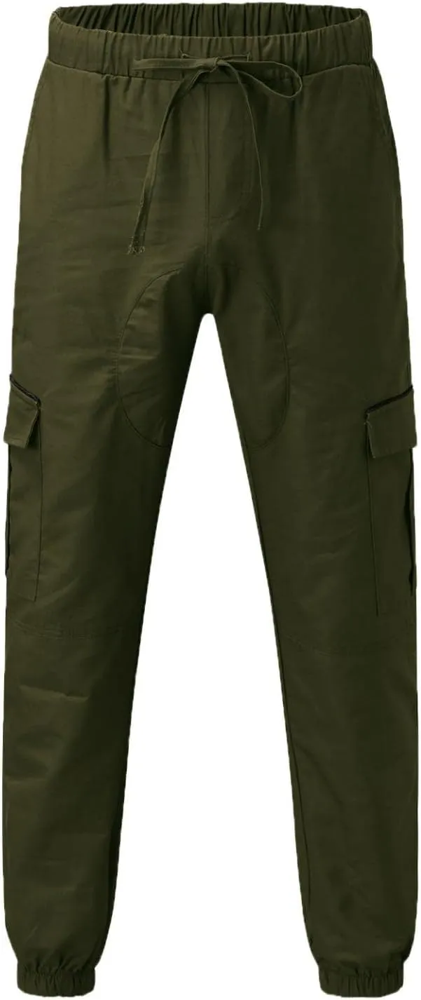 ZHUER Cargo Pants for Men Casual Joggers Pants Stretch Drawstring Sweatpants Cotton Chino Pants Slim Fit Gym Workout Pants