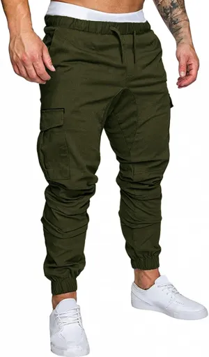 ZHUER Cargo Pants for Men Casual Joggers Pants Stretch Drawstring Sweatpants Cotton Chino Pants Slim Fit Gym Workout Pants
