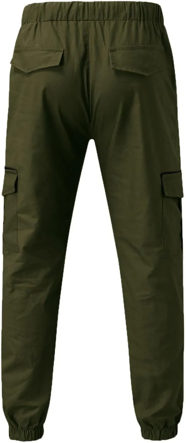 ZHUER Cargo Pants for Men Casual Joggers Pants Stretch Drawstring Sweatpants Cotton Chino Pants Slim Fit Gym Workout Pants