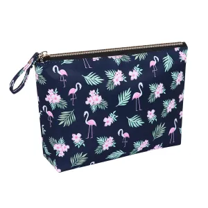 Zippered Simple Makeup Bag for Women Travel Cosmetic Pouch for Accessories & Toiletries, Flamingo