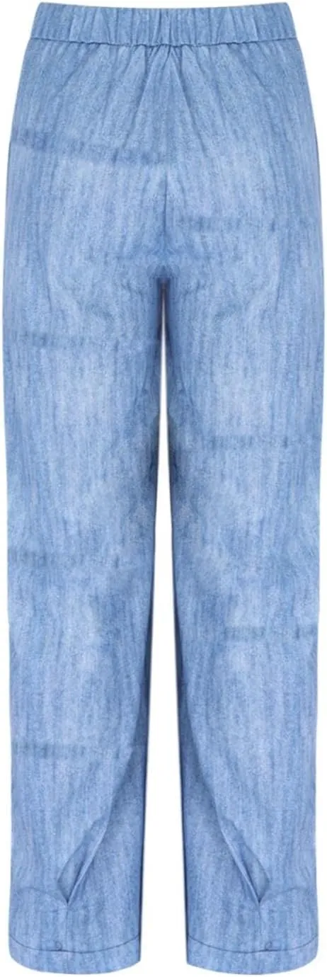 ZYXTIM Boho Pants for Women 2024 Plus Size Summer Trousers Elastic Waist Wide Leg Loose Casual Hawaiian Hippie Beach Pants